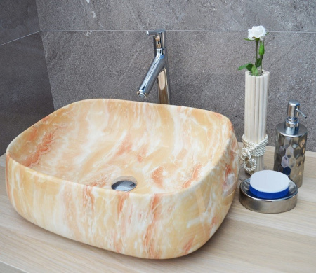 Раковина из санфаянса CeramaLux 185 58х43 накладная цвет многоцветный