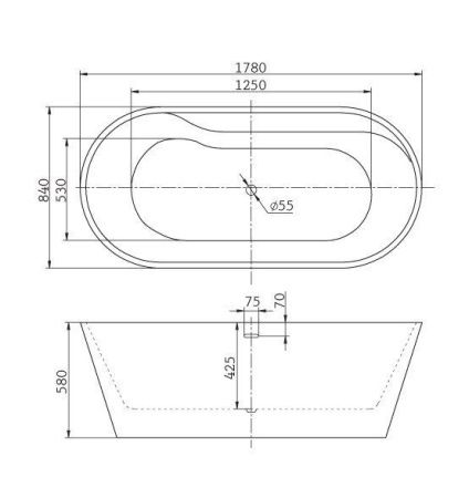 Ванна акриловая BelBagno BB14 180х85 отдельностоящая овальная с ножками