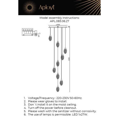 Светильник подвесной Aployt Julietta (Джулиетта) APL.083.06.27