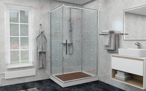 Душевой уголок AvaCan FC-120-SC80 140х80 стекло прозрачное профиль хром глянцевый без поддона - фото 3