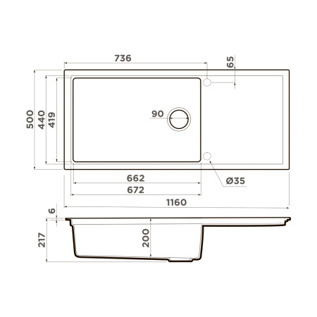 Кухонная мойка Omoikiri Sintesi 116 4997121 116х50 цвет белый