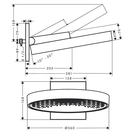 Верхний душ Hansgrohe Rainfinity 26230670 35х35 черный