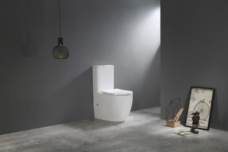 Унитаз напольный с бачком CeramaLux TR2177 белый с сиденьем микролифт смыв торнадо