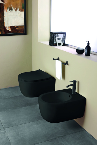 Унитаз подвесной Olympia Tornado TORSETR23 черный матовый с сиденьем микролифт смыв торнадо - фото 3