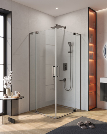 Душевой уголок Cezares SLIDER SLIDER-AH-2-80/90-90/100-C-GM 80х90 стекло прозрачное профиль оружейная сталь без поддона