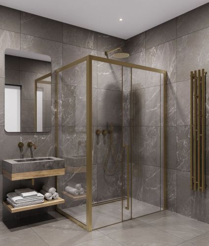 Душевой уголок Timo T55L+T62 150х90 стекло прозрачное профиль золото без поддона - фото 2