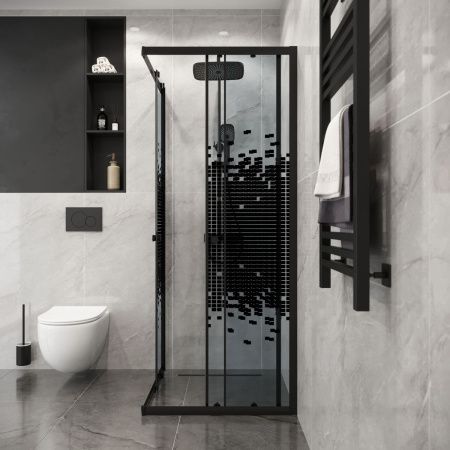 Душевой уголок Niagara Eco NG-1010-14QBLACK 100х100 стекло с рисунком профиль черный без поддона