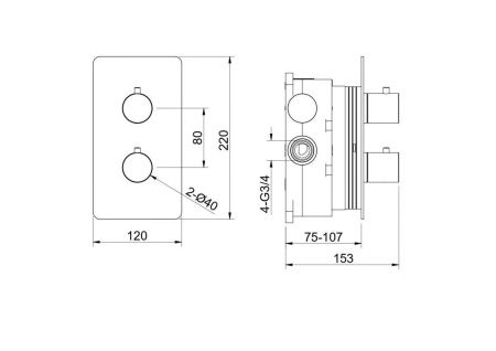 Смеситель для ванны Aquatek ЕВРОПА AQ1392MB встраиваемый в стену черный с термостатом