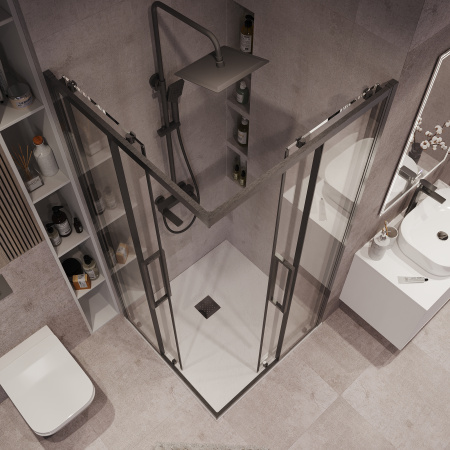 Душевой уголок Grossman Cosmo 300.K33.02.1010.42.00 100х100 стекло прозрачное профиль графит матовый без поддона