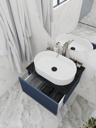 Тумба со столешницей La Fenice TERRA NFNC-01-TER-BG-60-3-GB 70х36х47 подвесная цвет синий - фото 4