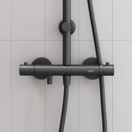 Душевая стойка Dorff Futura D0710522 настенная цвет черный с термостатом