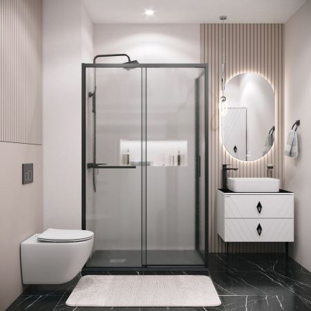 Душевой уголок Grossman Style 120.K33.05.1090.21.02 100х90 стекло текстурное профиль черный без поддона