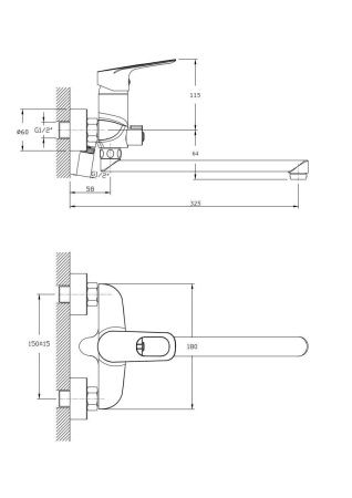 Смеситель для ванны Rush Edge ED7735-51 настенный хром