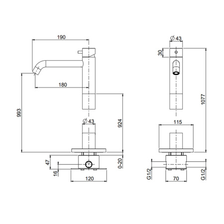 Смеситель QuadroDesign Source 1205AS/1 напольный нержавеющая сталь