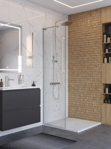 Душевая перегородка BelBagno UNO UNO-L-1-TB-60-C-Cr 60х200 стекло прозрачное профиль хром - фото 2