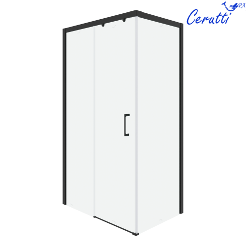 Душевой уголок Cerutti SPA VITO110B-L 110х80 стекло прозрачное профиль черный - фото 2