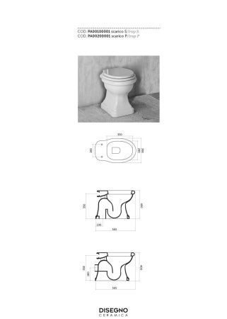 Чаша унитаза приставная Disegno Ceramica Paolina PA00200001 цвет белый без сиденья безободковая
