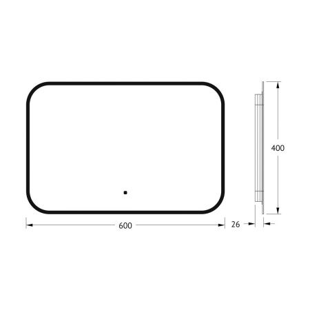 Зеркало с подсветкой Defesto AURA DF 2962RH 60х40 подвесное