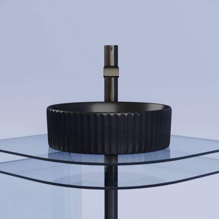 Раковина из сантехнического фарфора Ceramica Nova ELEMENT CN6057MB 40х40 накладная цвет черный без отверстий под смеситель