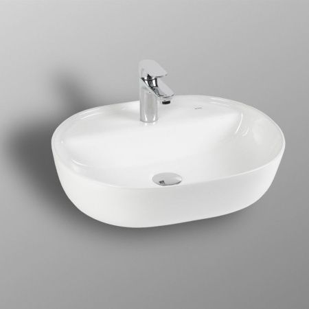 Раковина из сантехнического фарфора Bond Oval S01-500 50х40 накладная цвет белый 1 отверстие под смеситель