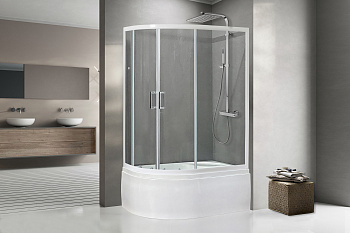 Душевой уголок Royal Bath BK RB8120BK-T-R 120х80 стекло прозрачное профиль белый с поддоном Душевой уголок Royal Bath BK RB8120BK-T-R 120х80 стекло прозрачное профиль белый с поддоном