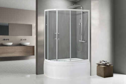 Душевой уголок Royal Bath BK RB8120BK-T-R 120х80 стекло прозрачное профиль белый