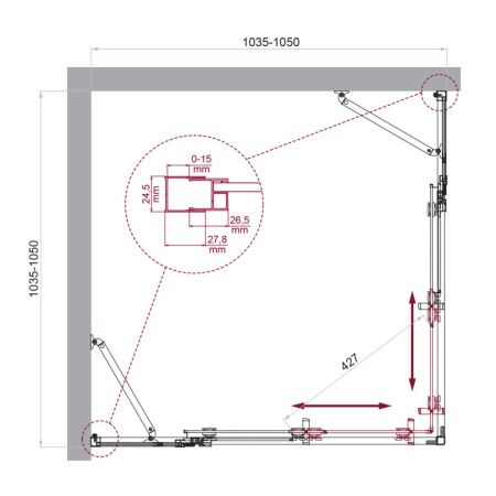 Душевой уголок BelBagno LUCE LUCE-A-22-80+25-C-Cr 105х105 стекло прозрачное профиль хром без поддона