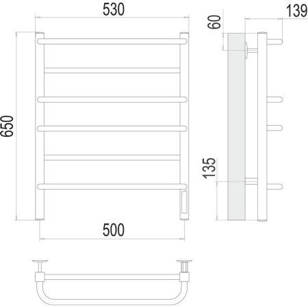 Полотенцесушитель электрический Terminus 4670078531230 55х65 хром