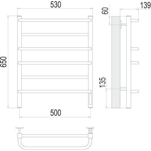 Полотенцесушитель Terminus 4670078531230 53х65 электрический хром - фото 3