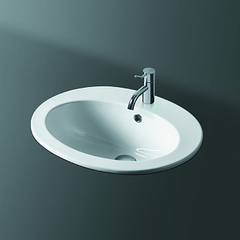 Раковина из санфаянса Simas Top E Lavabi D'Arredo S52bi*1 54х45 встраиваемая цвет белый 1 отверстие под смеситель