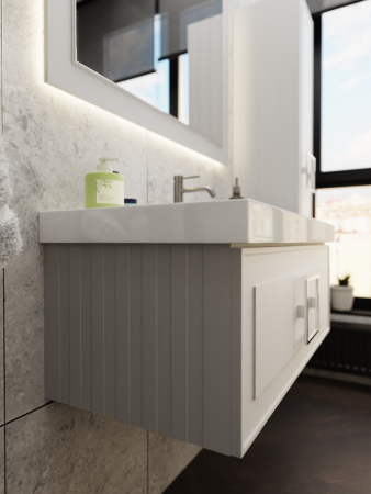 Тумба с раковиной La Fenice CUBO NFNC-01-CUB-C-100-1-100 100х50 подвесная цвет бежевый