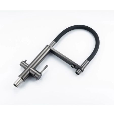 Смеситель для кухни Knotlor Infinity SS-15/GM на мойку вороненая сталь