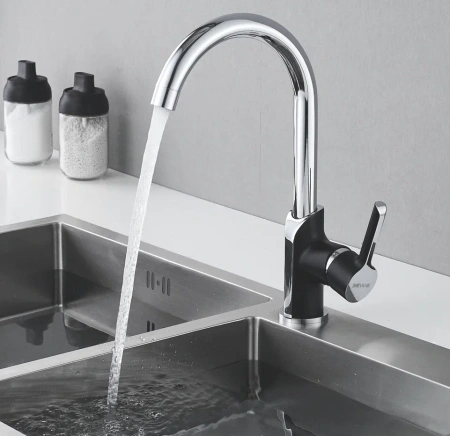 Смеситель для кухни Shevanik S6053H на мойку черный/хром