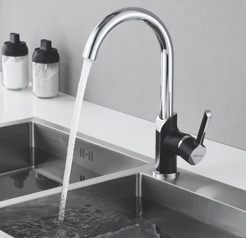 Смеситель для кухни Shevanik S6053H на мойку черный - фото 4