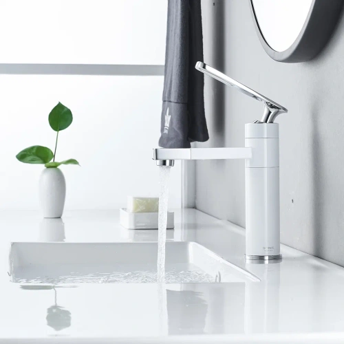 Смеситель Shevanik S6601F на раковину белый/хром - фото 4