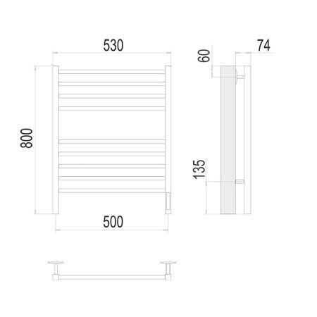 Полотенцесушитель электрический Terminus 4670078543011 55х80 черный