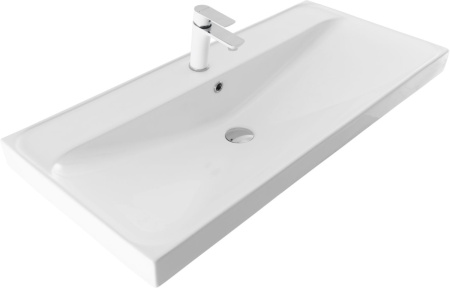 Раковина керамическая Aquanet Flash 00333270 102х47 полувстраиваемая цвет белый 1 отверстие под смеситель