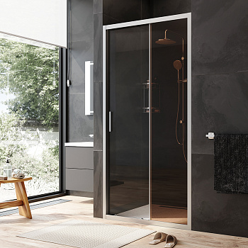 Душевая дверь Am.Pm Gem W90G-100-1-195MBr 100х195 стекло прозрачное профиль хром матовый