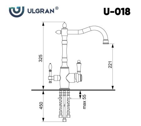 Смеситель для кухни Ulgran Classic U-018 Бронза на мойку бронза