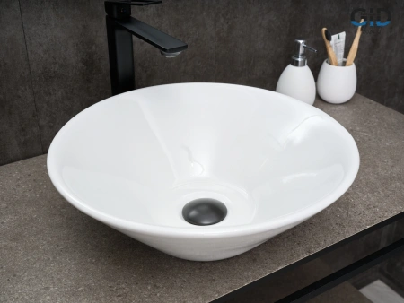 Раковина керамическая Gid Esfera 51210 40х40 накладная цвет белый без отверстий под смеситель