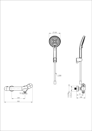 Смеситель для душа Wonzon & Woghand WW-B2057-A-MB настенный черный