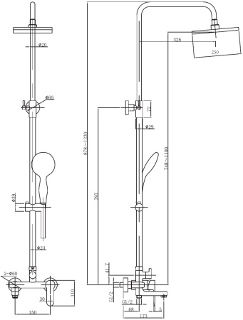 Душевая стойка Aquanet Passion AF300-72-S-B настенная цвет черный