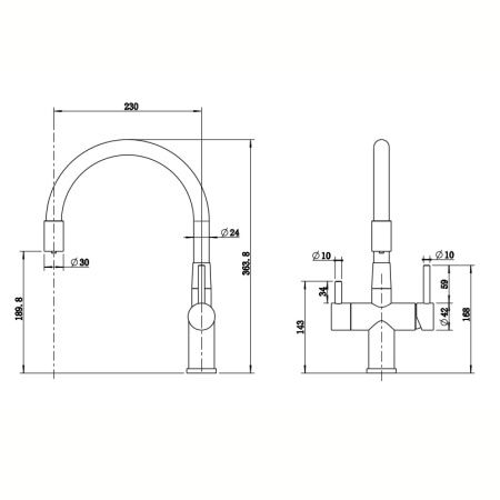 Смеситель для кухни Reflexion Lago RX9902BL на мойку вороненая сталь