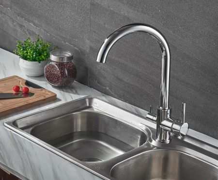 Смеситель для кухни AQG DUO 05SPL560CR на столешницу хром