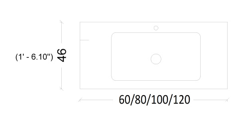 Раковина керамическая Armadi Art Vallessi 838-120-B 121х46 встраиваемая цвет черный 1 отверстие под смеситель - фото 2
