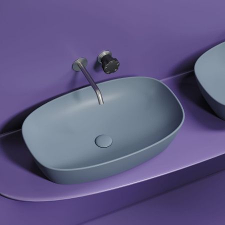 Раковина из сантехнического фарфора Ceramica Nova ELEMENT CN6049MHL 60х40 накладная цвет голубой без отверстий под смеситель