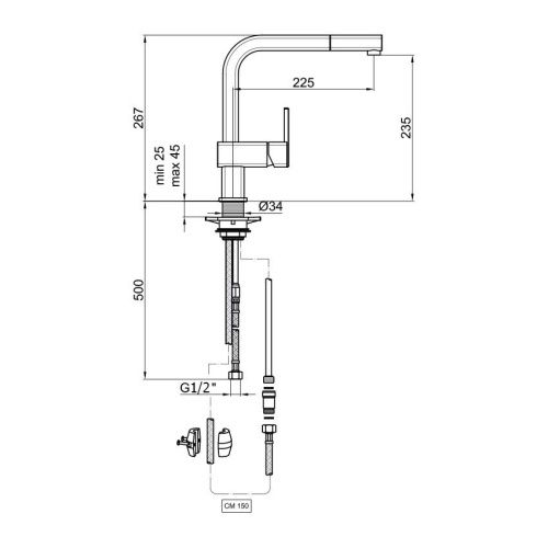 Смеситель для кухни Webert Kitchen Dado DA940302015 на мойку хром - фото 3