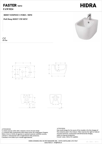 Биде Hidra Faster Mini FAWM24/026 подвесное - фото 2