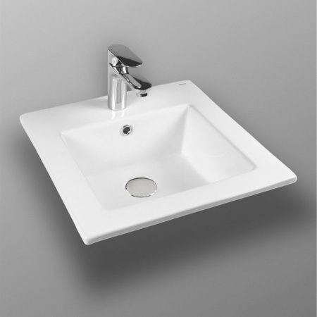 Раковина из сантехнического фарфора Bond Cube S06-410 40х40 встраиваемая цвет белый 1 отверстие под смеситель