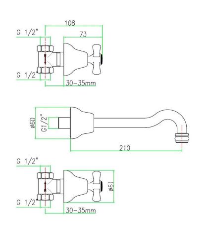 Смеситель для раковины Webert AM750404060 настенный медь - фото 3